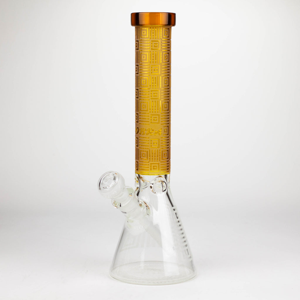 COBRA | 14" sandblasted geometric graphic 7 mm glass bong [YK06]