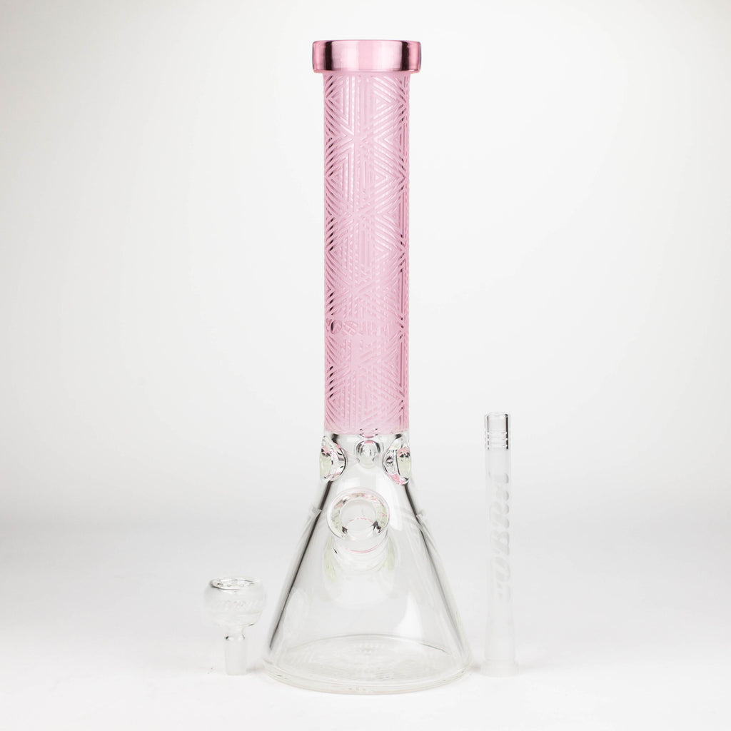 COBRA | 14" sandblasted geometric graphic 7 mm glass bong [YK05]
