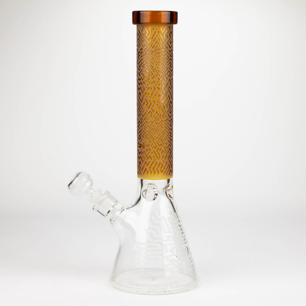 COBRA | 14" sandblasted geometric graphic 7 mm glass bong [YY04]