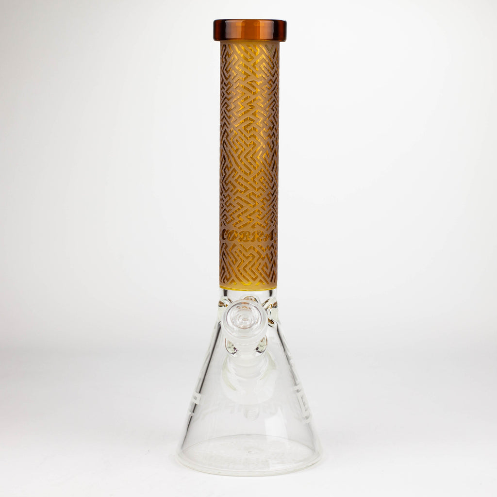 COBRA | 14" sandblasted geometric graphic 7 mm glass bong [YY04]