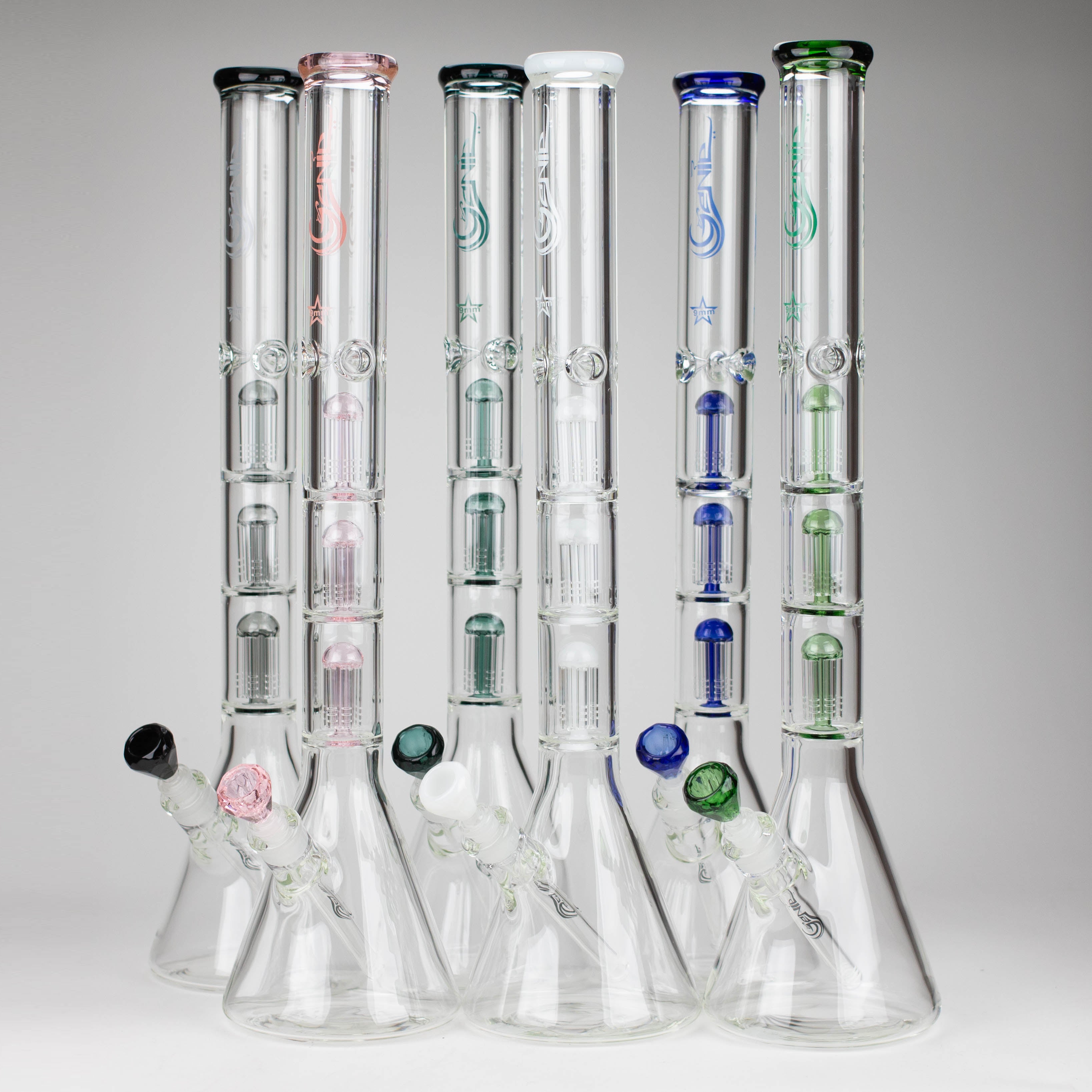 GENIE | 24" 9mm Triple Percolator Beaker Glass Bong [GB1907]