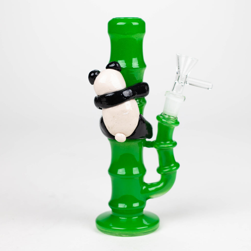 6.5" glass mini bong with a panda hanging on bamboo [XY-J17]