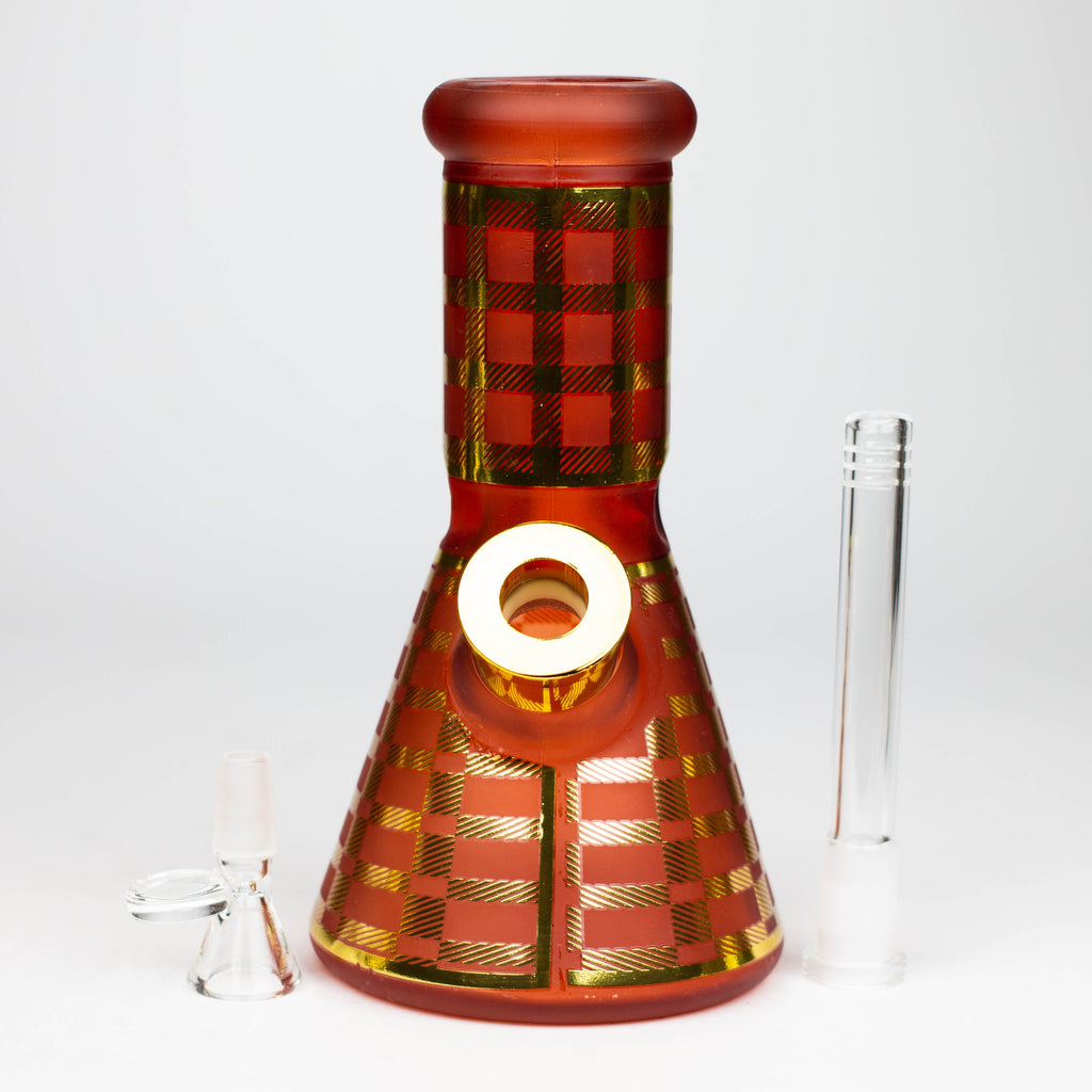 8" Soft glass 7mm beaker water bong [M08003]