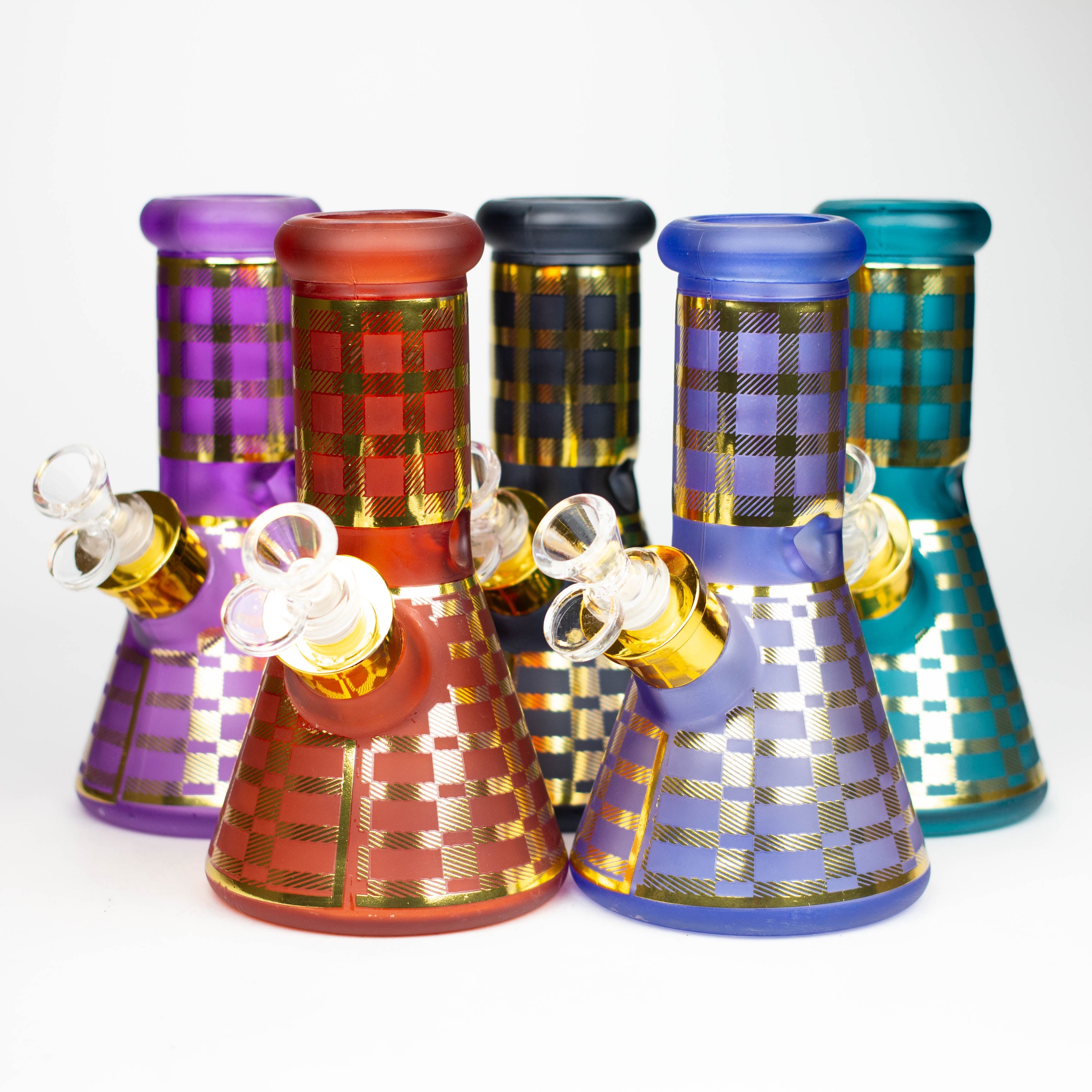 8" Soft glass 7mm beaker water bong [M08003]