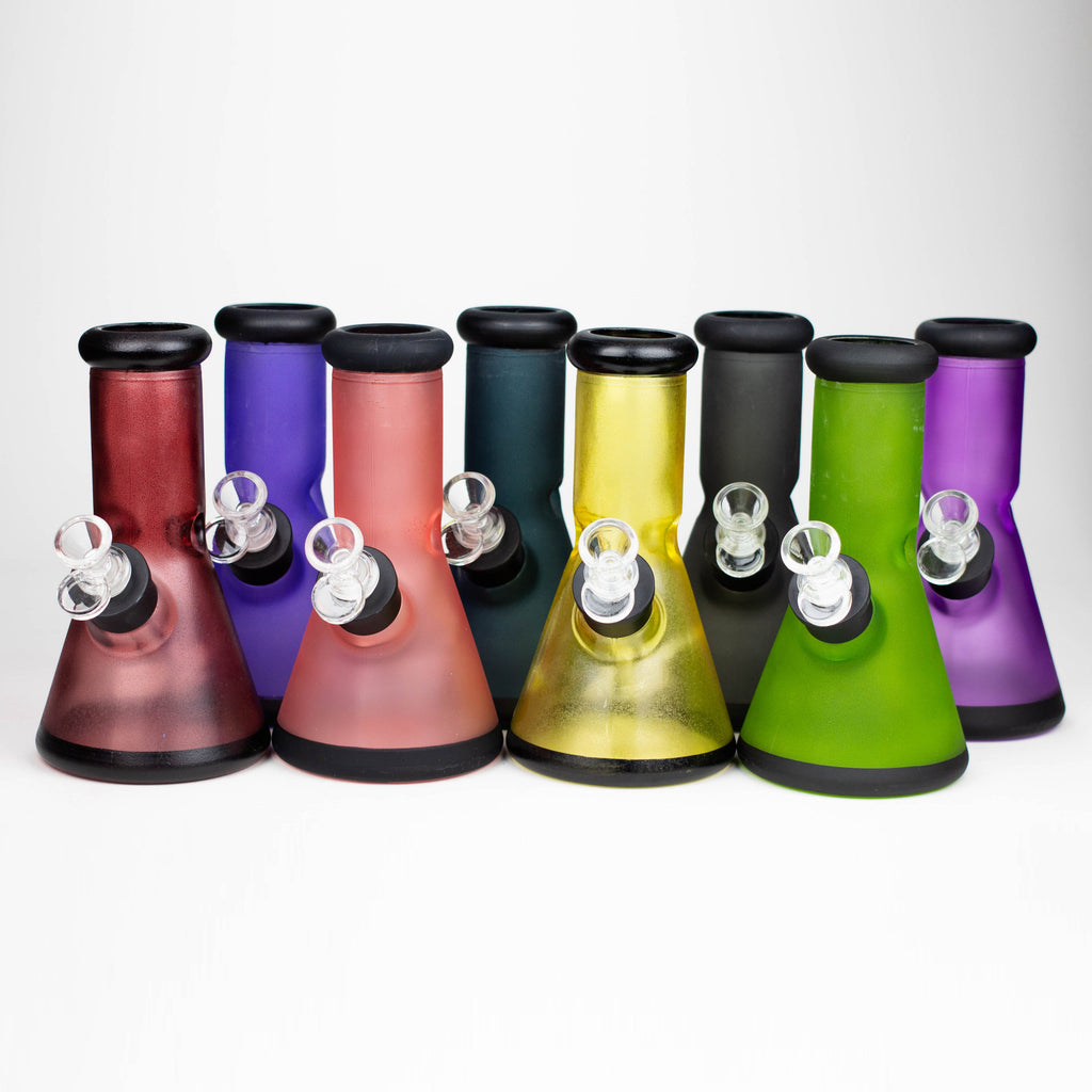 8" Soft glass 7mm beaker water bong [M08001]
