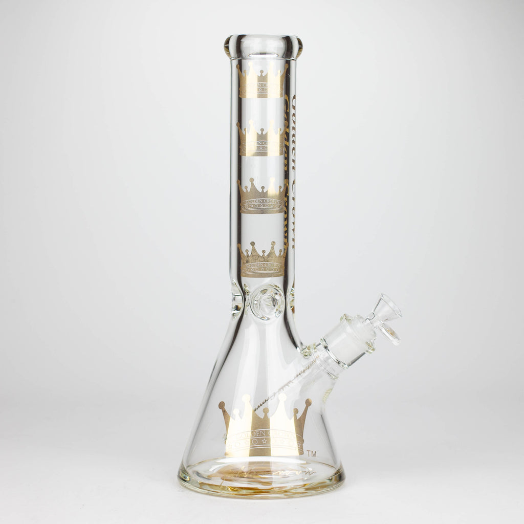 Golden Crown™ | 14 Inch 9mm glass bong with Signature and 24K Gold Emblem