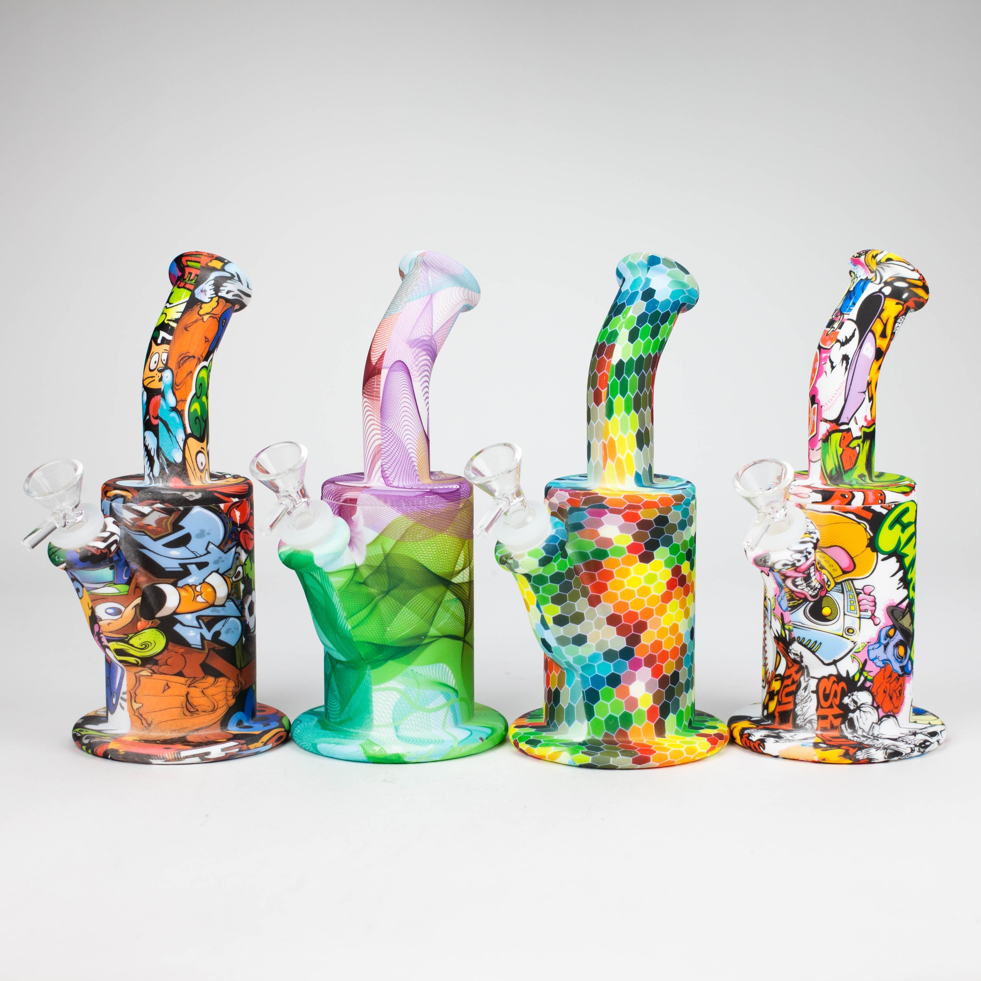 8" detachable silicone water bong-Assorted [067B]