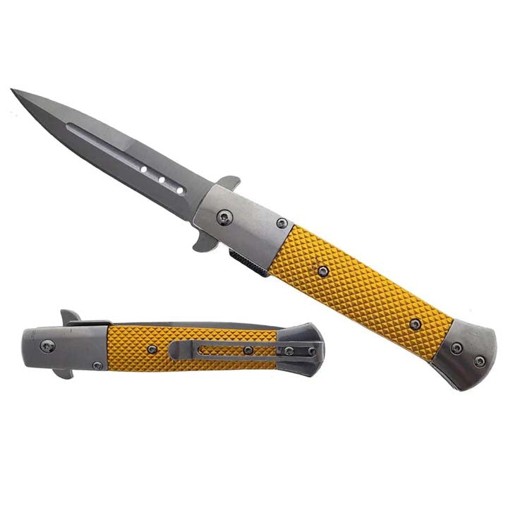8" Stiletto Gold Spring Assist Knife