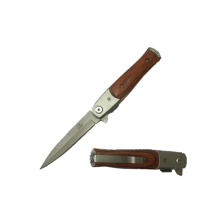 7" Overall Spring Assisted Knife w Wood Handle