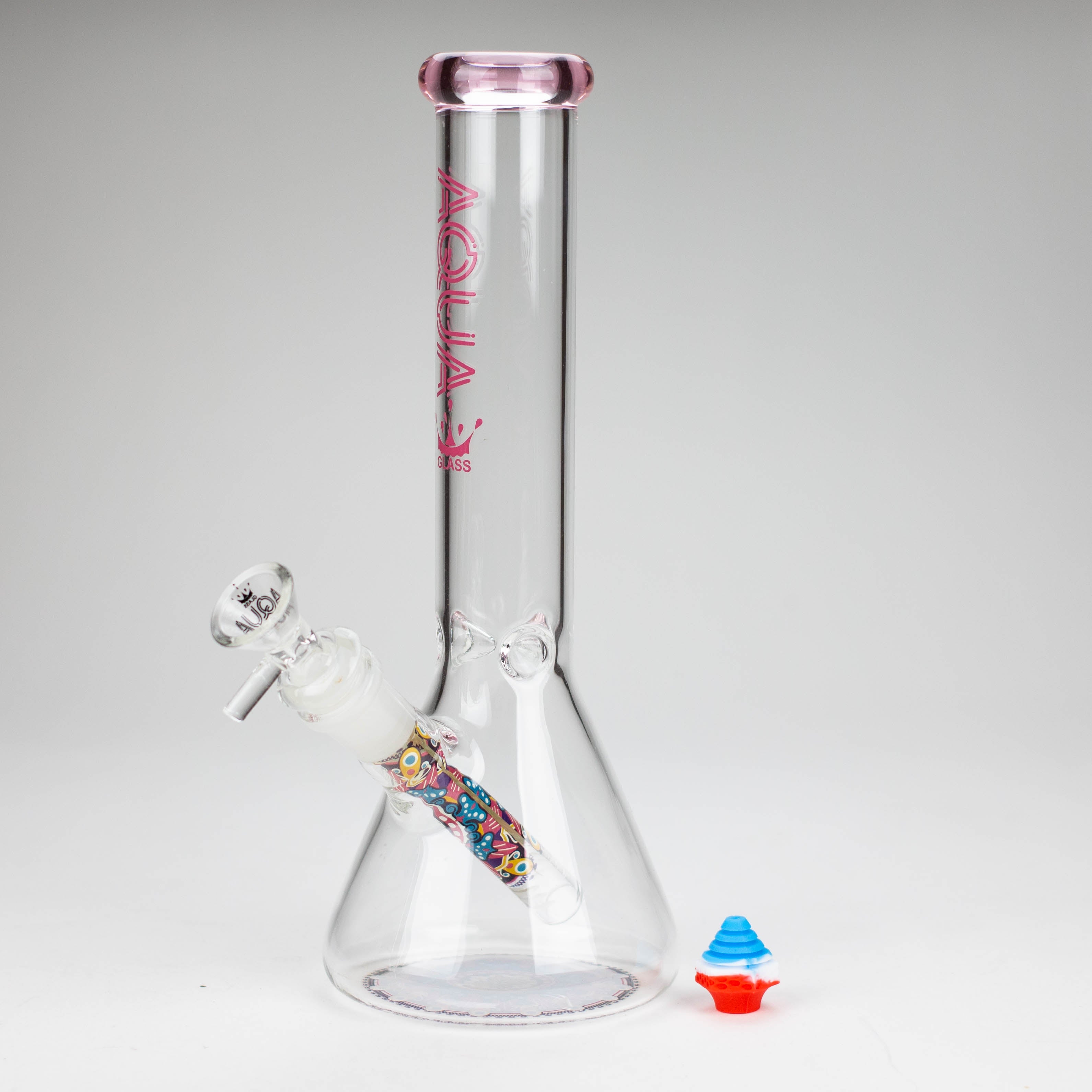 AQUA | 10" Beaker glass water bong with silicone cap [AQUA200]