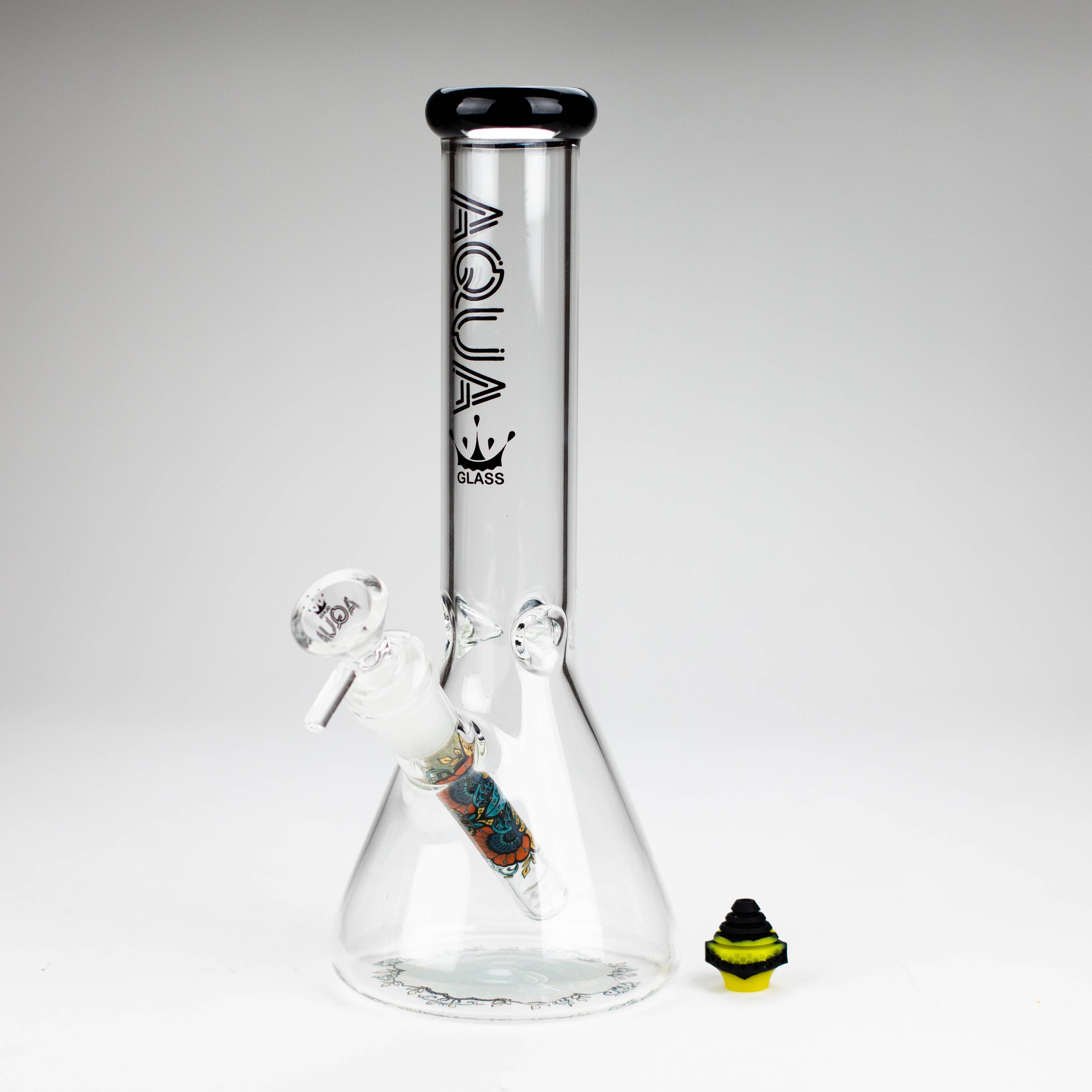 AQUA | 10" Beaker glass water bong with silicone cap [AQUA200]