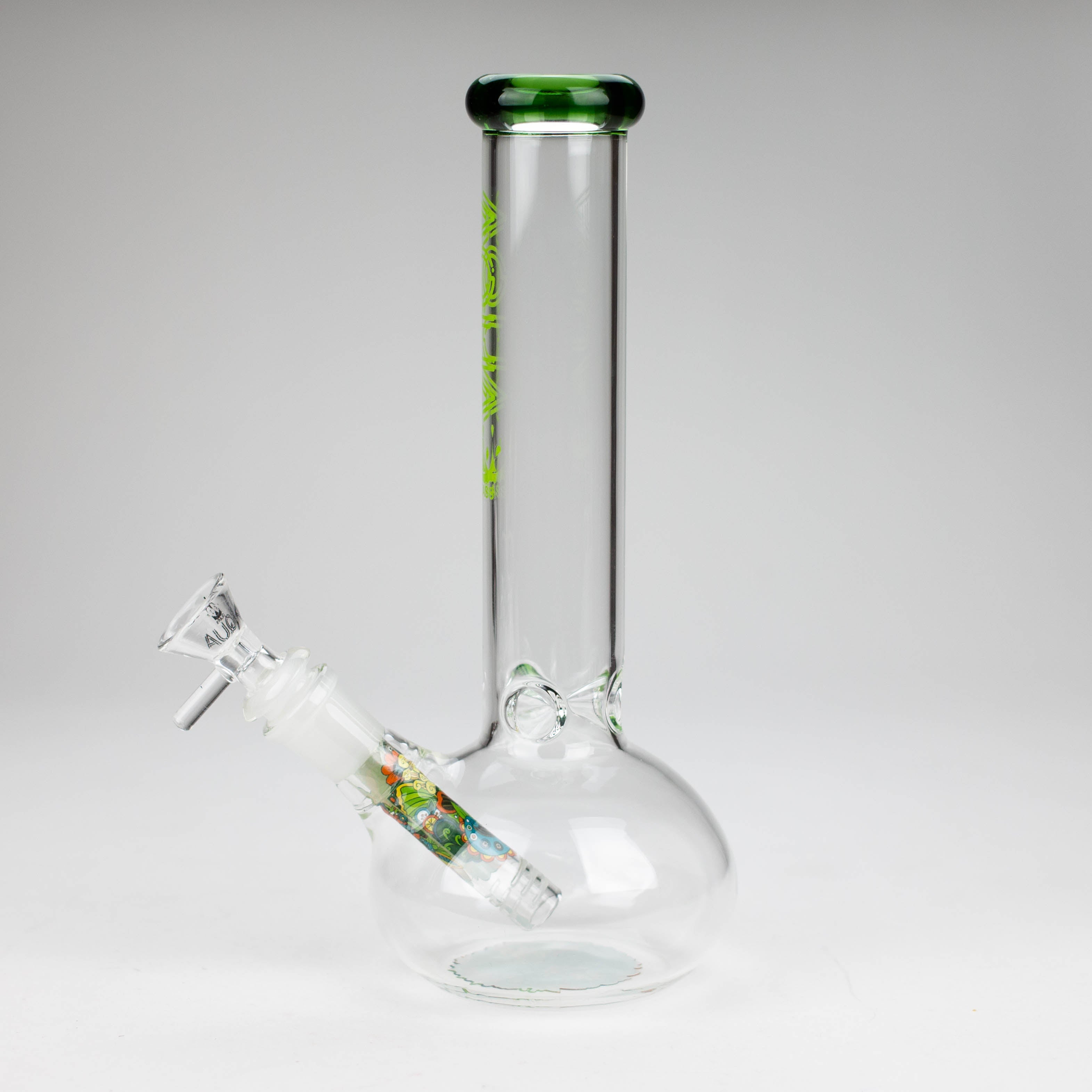 AQUA | 10" Round glass water bong with silicone cap [AQUA201]