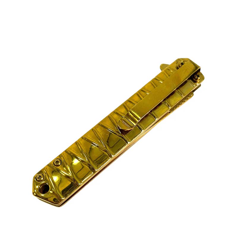 Falcon 7.75" Gold Tanto Blade Spring Assisted Pocket Knife