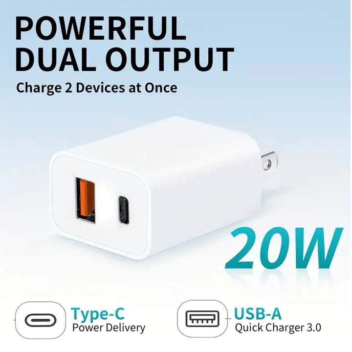 Dual Output USB-C + USB-A Charger