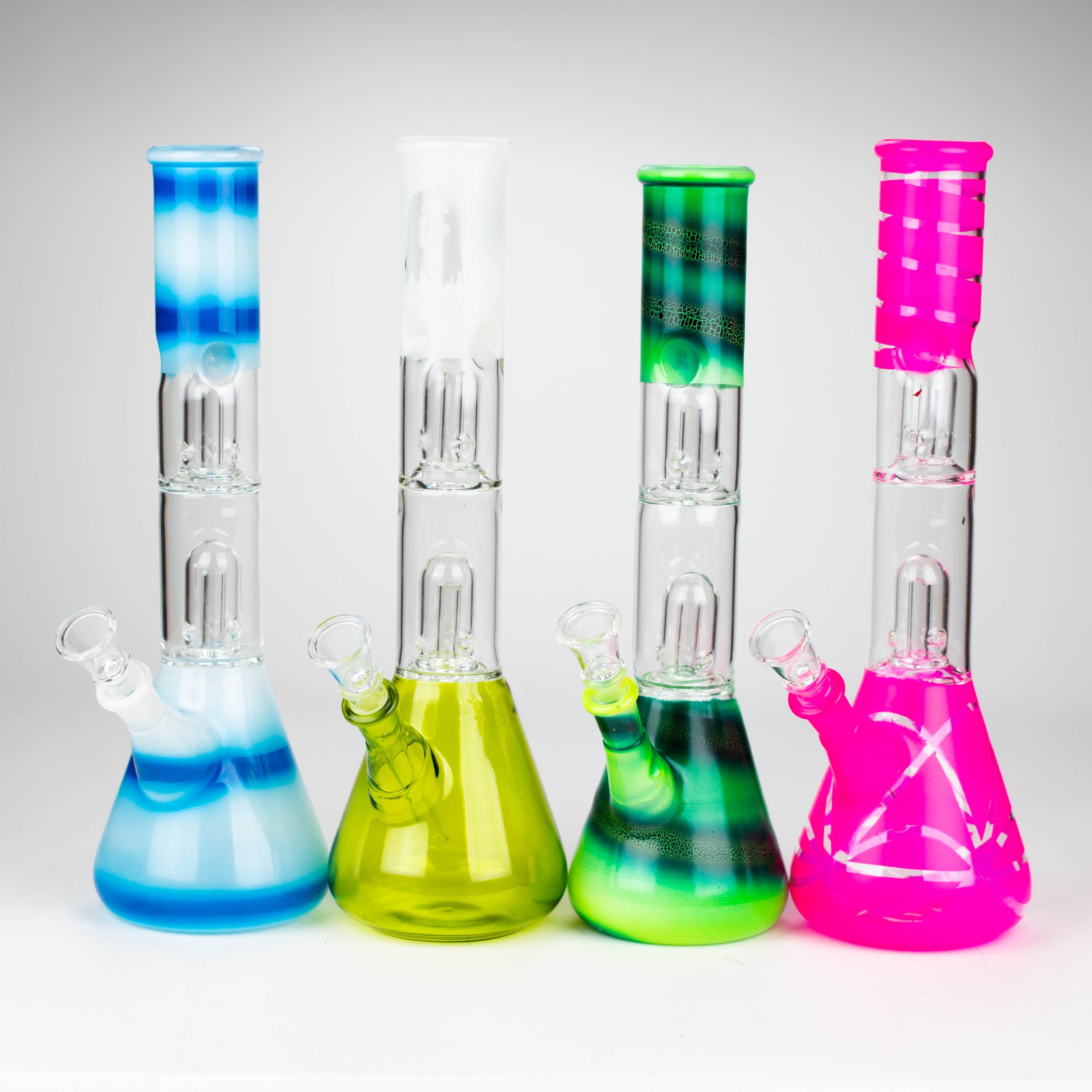 12" Double Dome Percolator glass bong-Assorted designs on