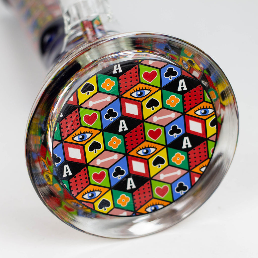 Z17" Color accented 7 mm glass water bong With Poker Design