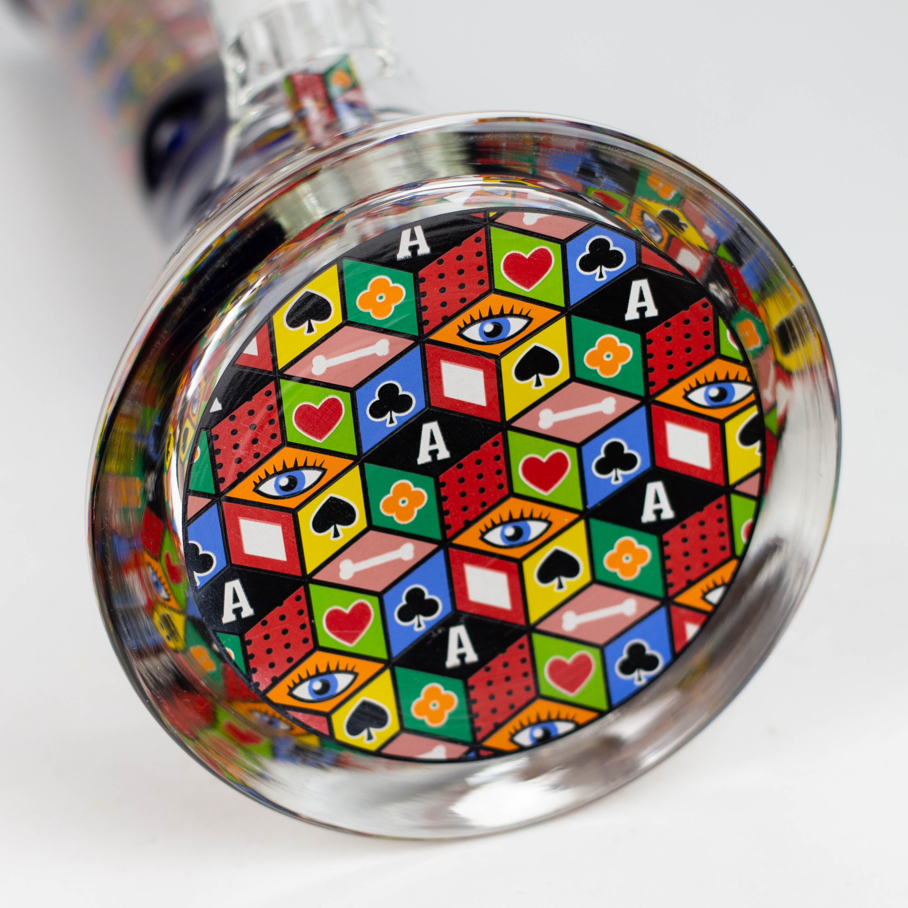 Z17" Color accented 7 mm glass water bong With Poker Design