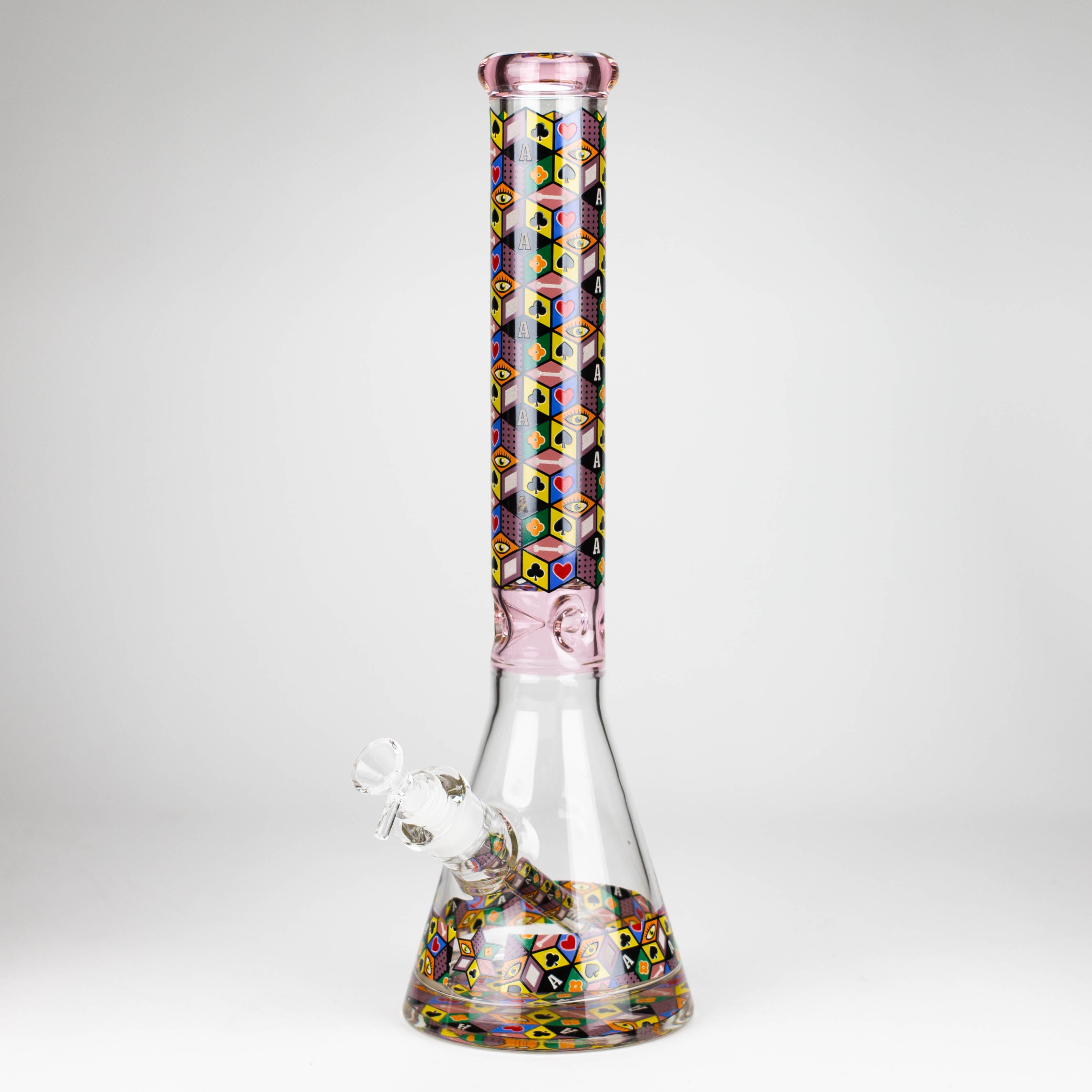 Z17" Color accented 7 mm glass water bong With Poker Design