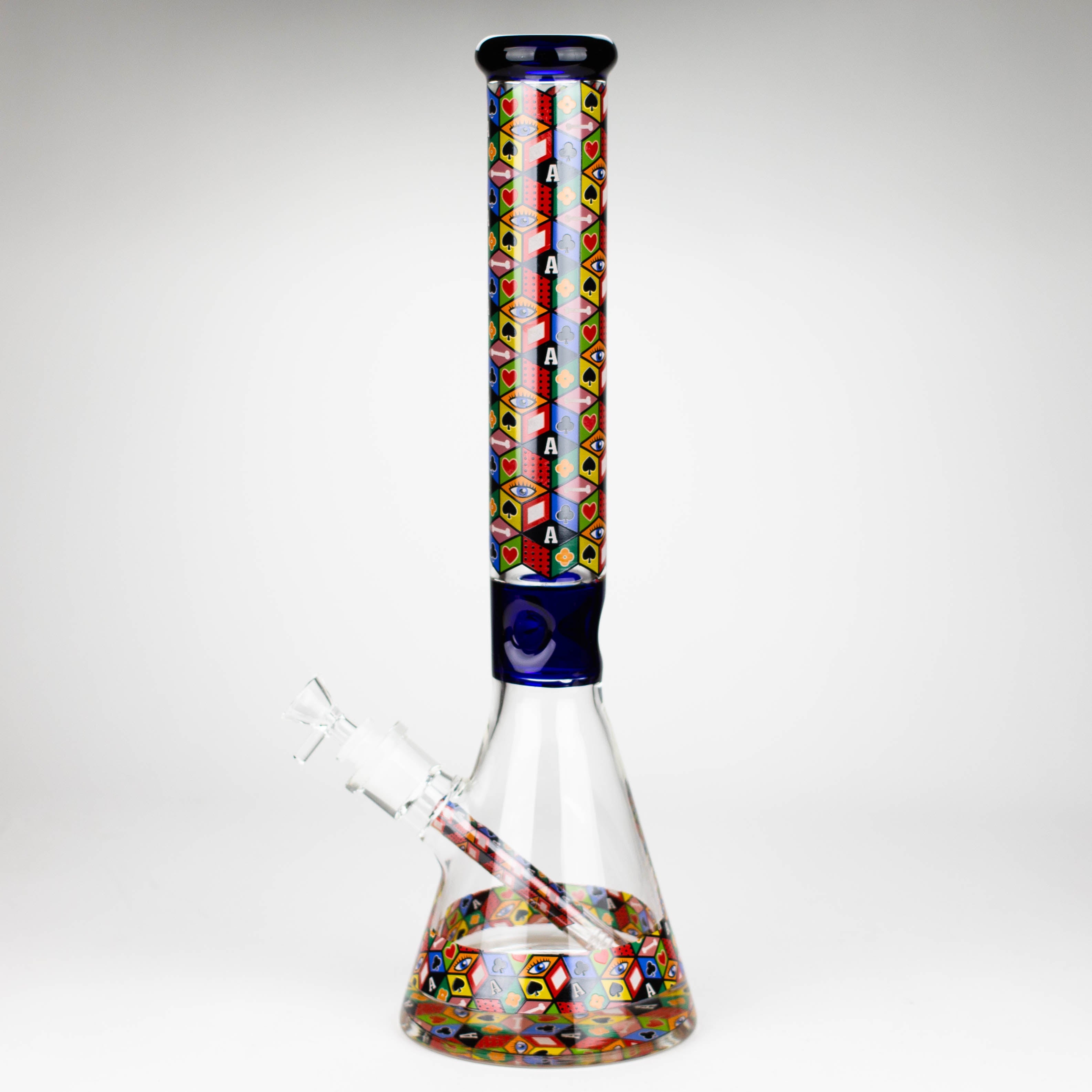 Z17" Color accented 7 mm glass water bong With Poker Design