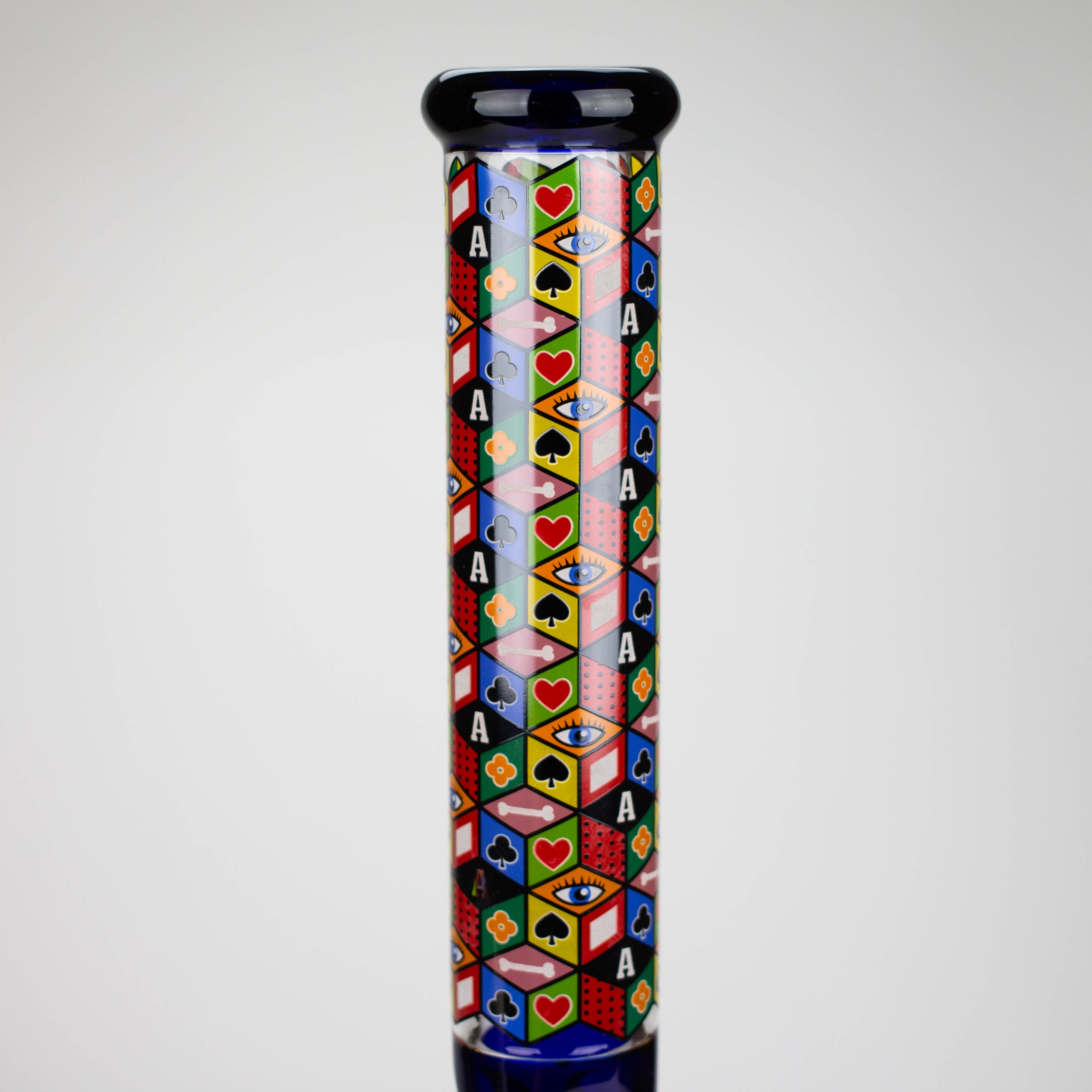 Z17" Color accented 7 mm glass water bong With Poker Design