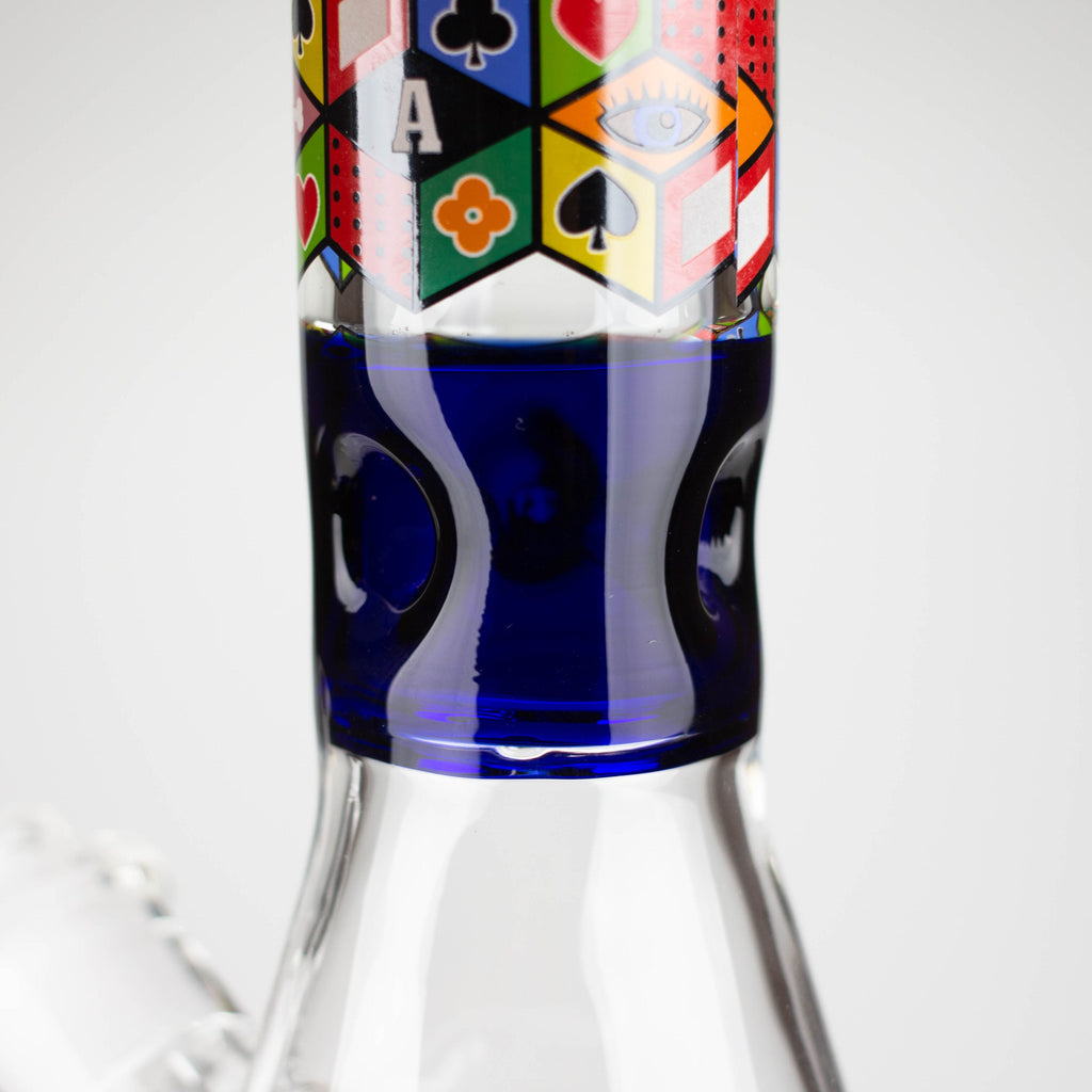 Z17" Color accented 7 mm glass water bong With Poker Design