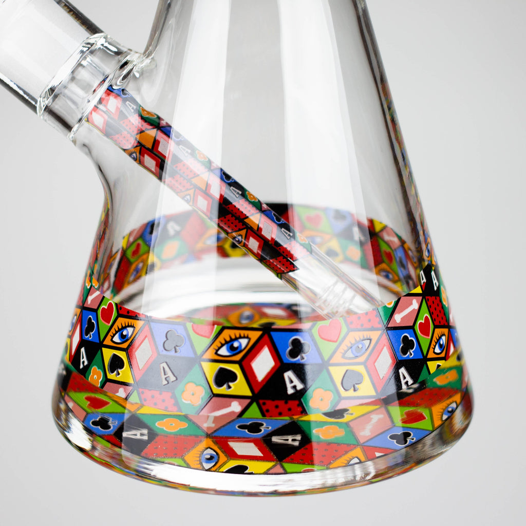 Z17" Color accented 7 mm glass water bong With Poker Design