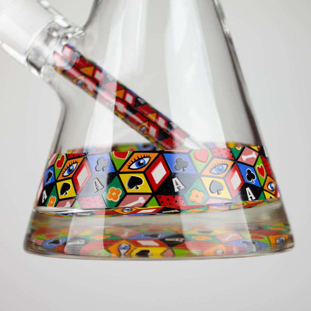 Z17" Color accented 7 mm glass water bong With Poker Design