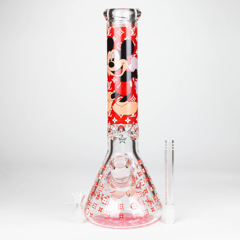 14" Cartoon Glow In The Dark 9 mm glass bong [PIP835]