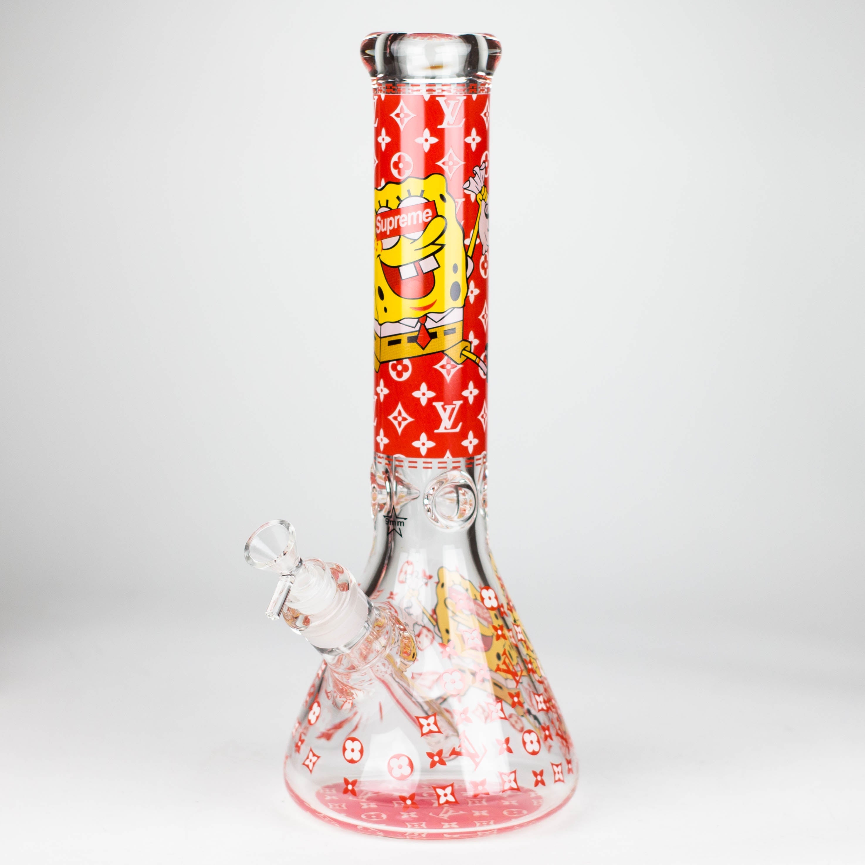 14" Cartoon Glow In The Dark 9 mm glass bong [PIP835]