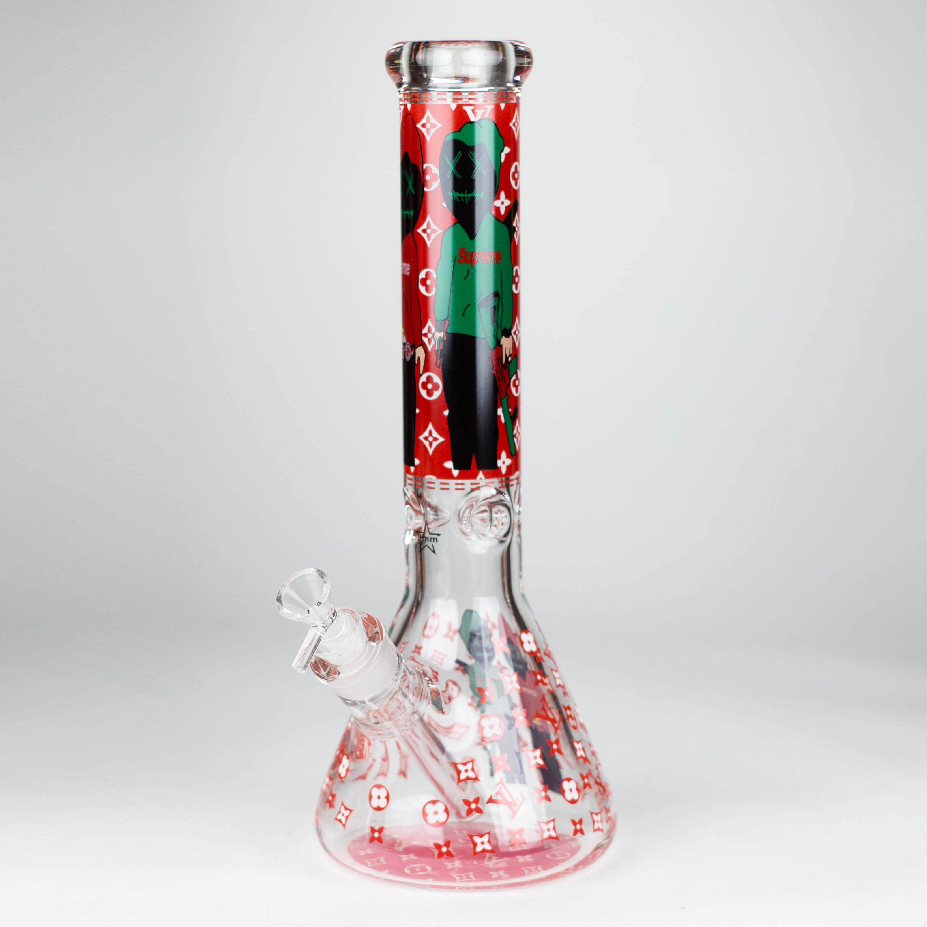 14" Cartoon Glow In The Dark 9 mm glass bong [PIP835]