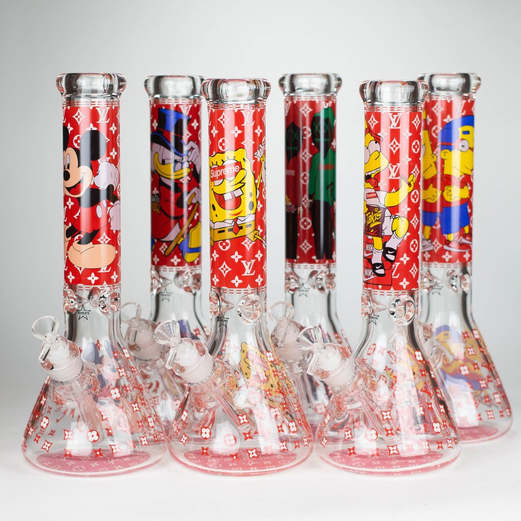 14" Cartoon Glow In The Dark 9 mm glass bong [PIP835]