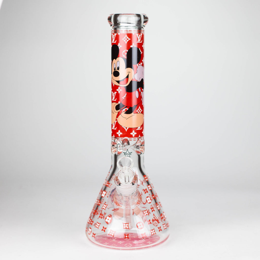 14" Cartoon Glow In The Dark 9 mm glass bong [PIP835]
