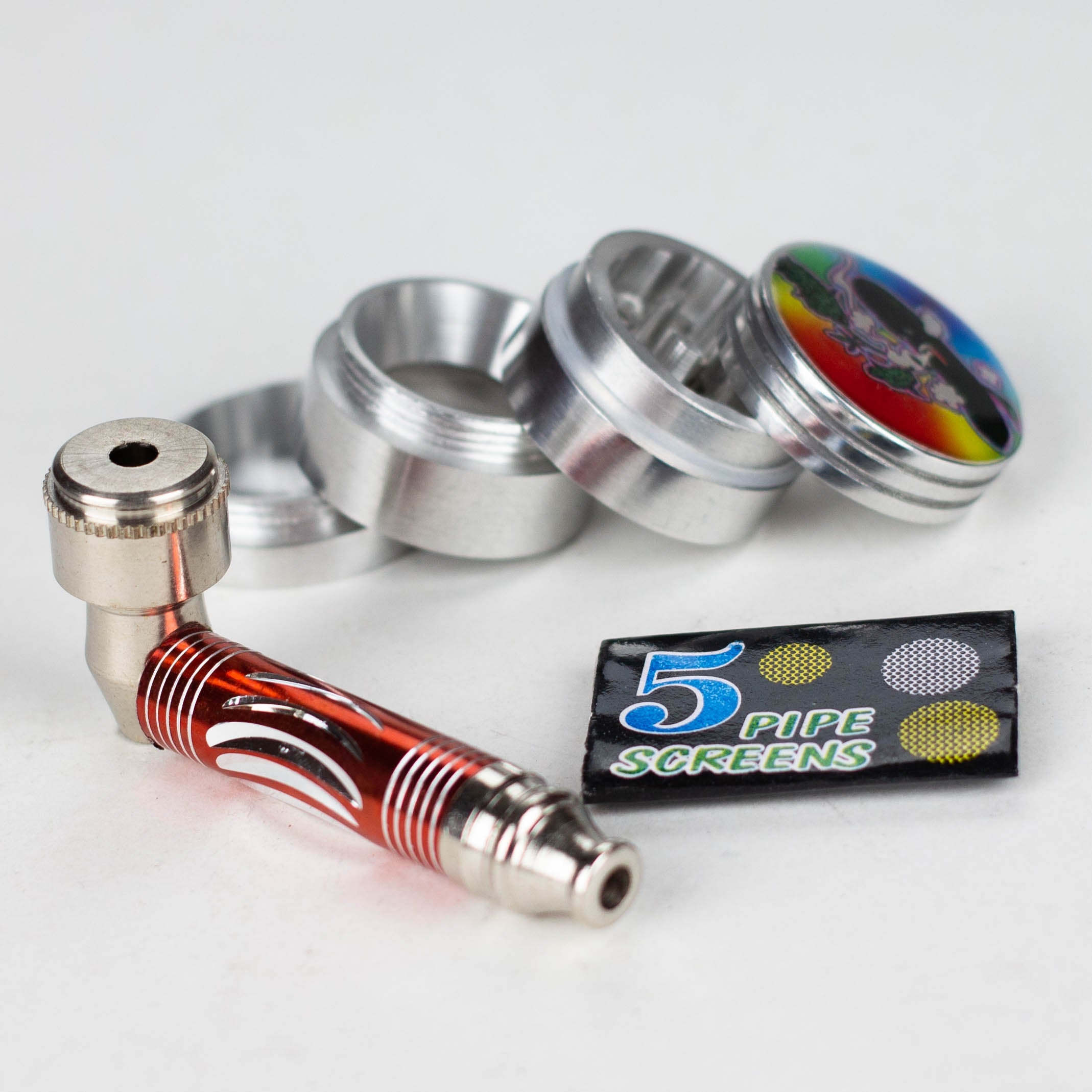 2.5" Metal Pipe with screen and grinder pack