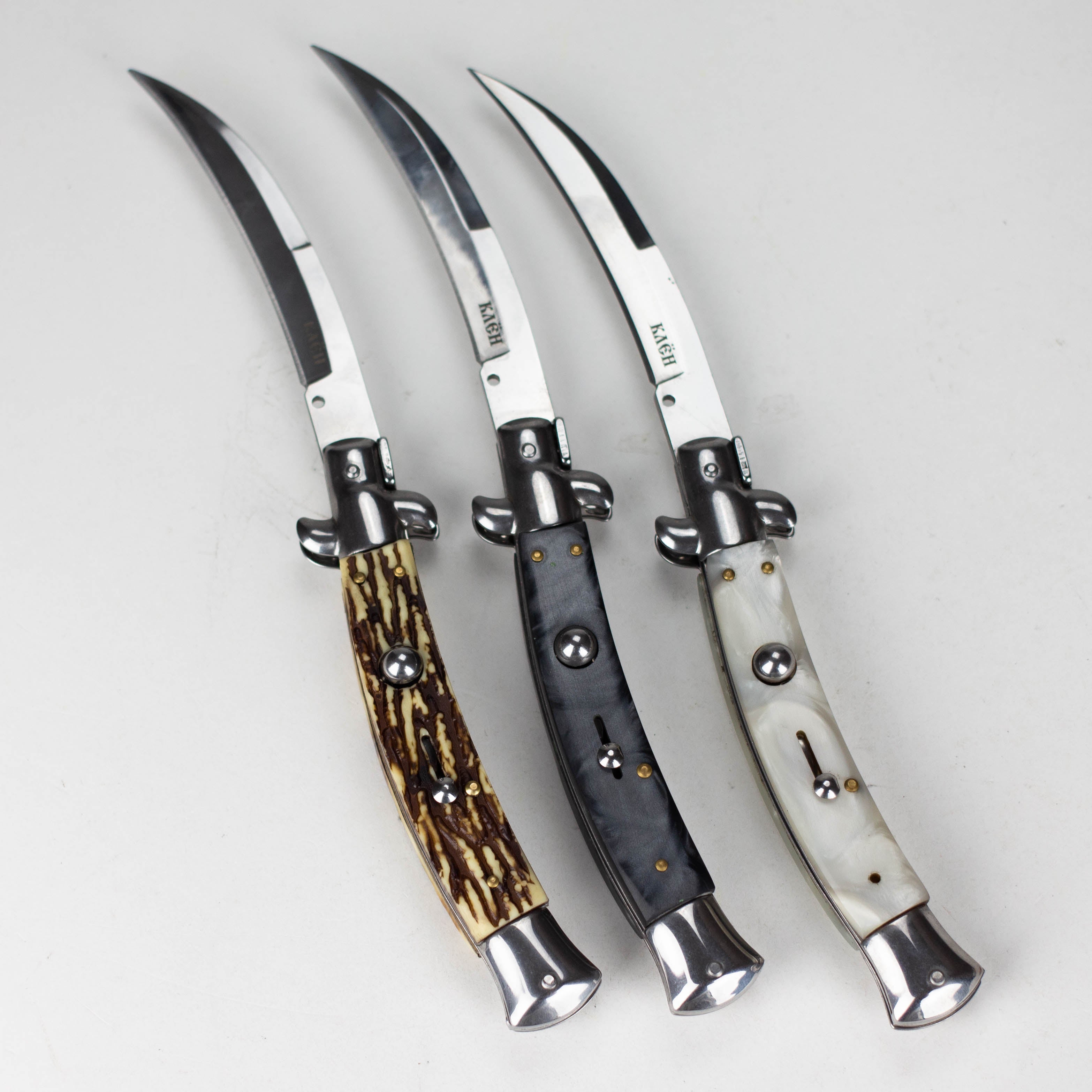 9-3/4" Curved stainless steel blade Folding pocket Knife