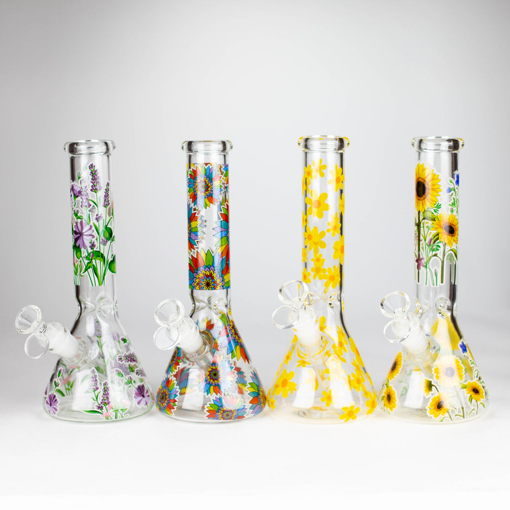 Z10" Glow in the dark Glass Bong With Flower Design