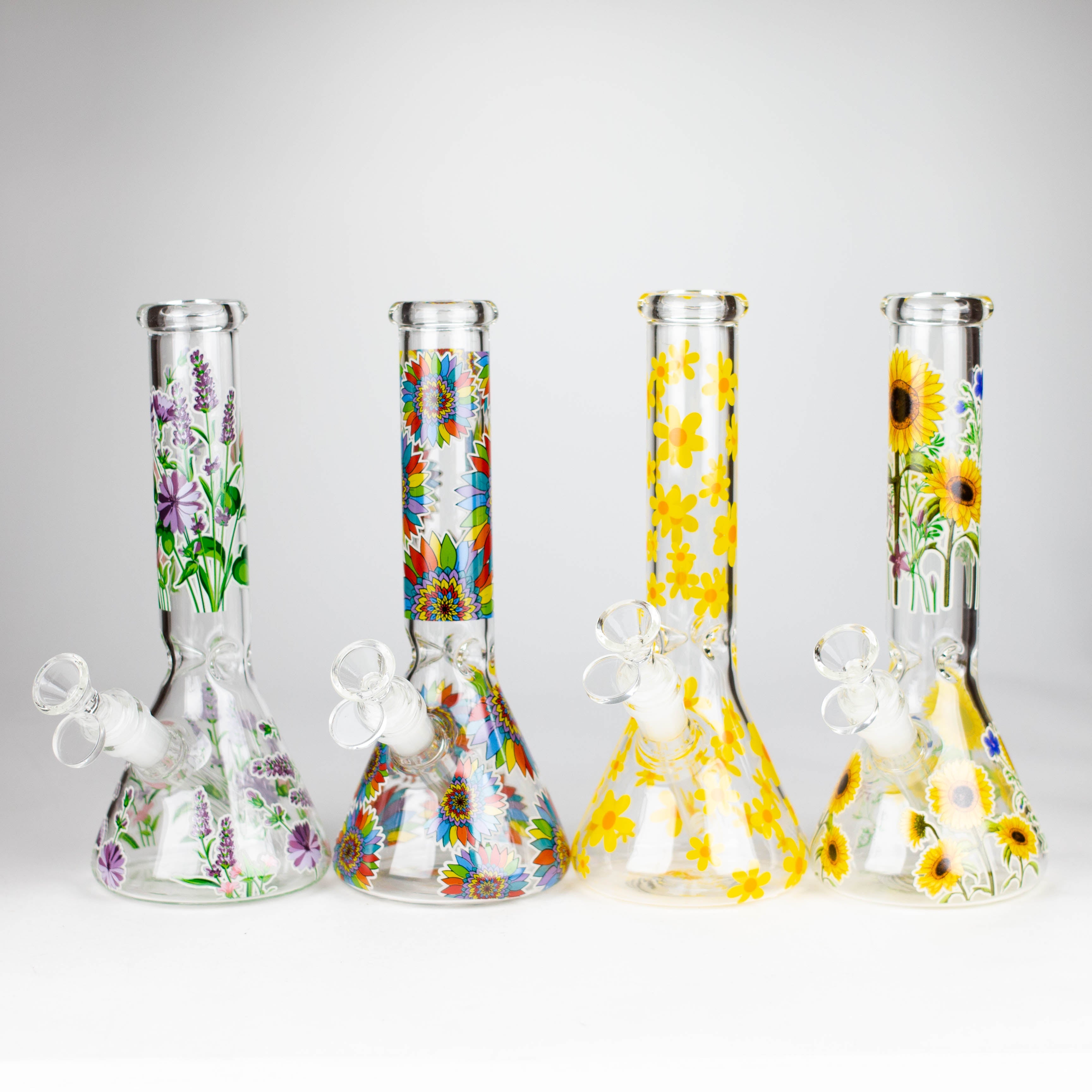 Z10" Glow in the dark Glass Bong With Flower Design