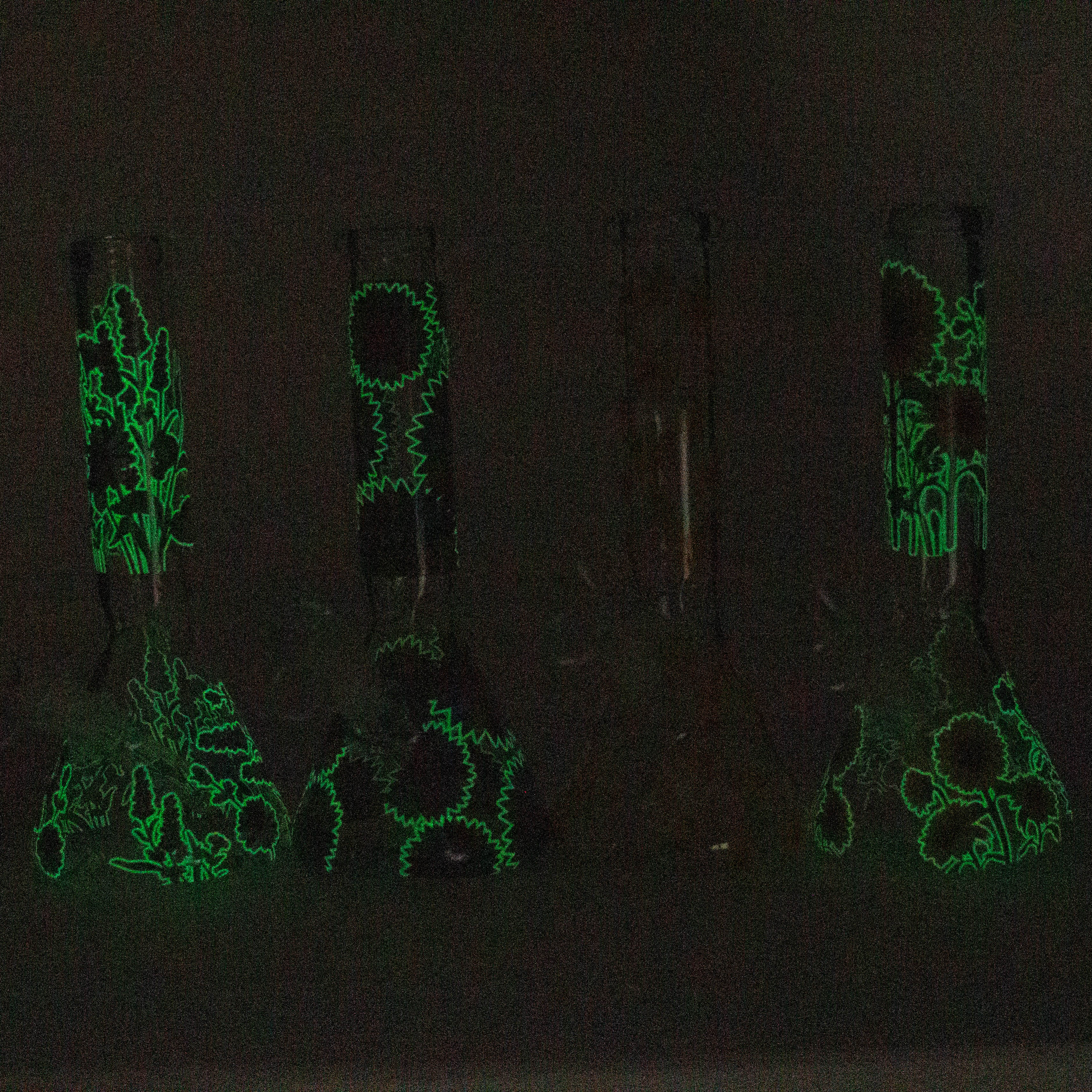 Z10" Glow in the dark Glass Bong With Flower Design