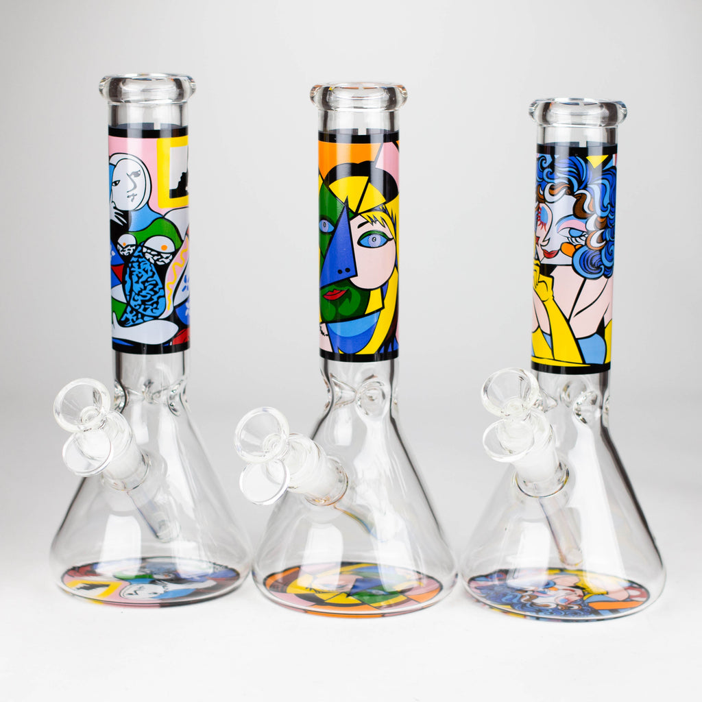 Z10" Glass Bong With Abstract Art Design