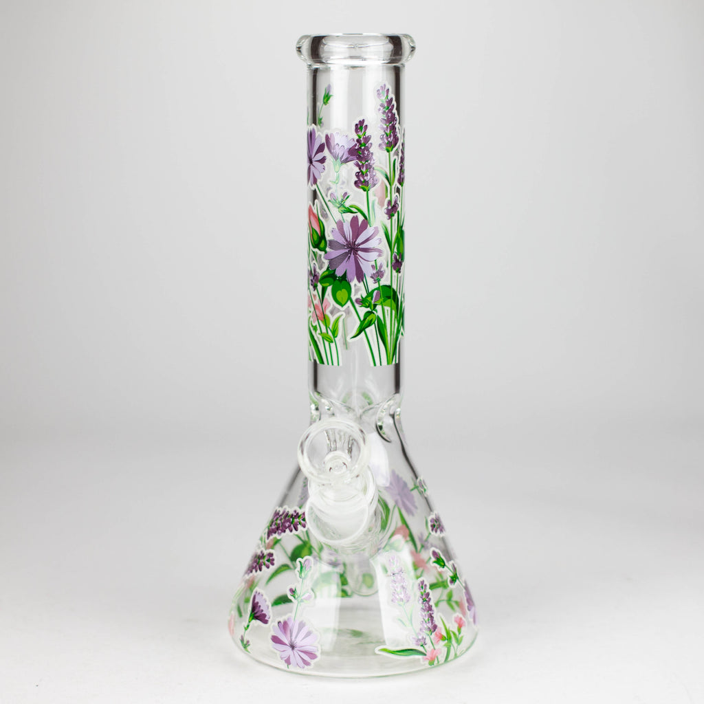 Z10" Glow in the dark Glass Bong With Flower Design