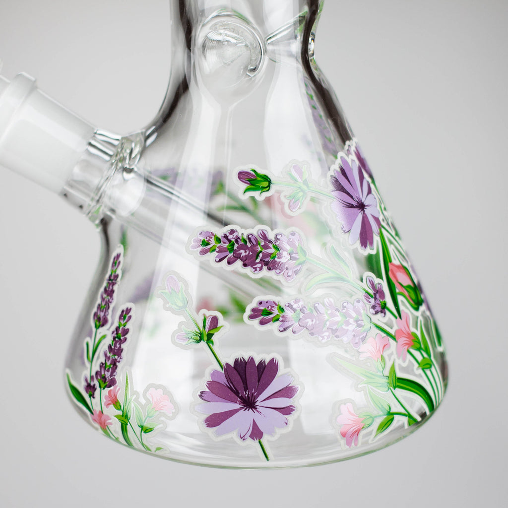 Z10" Glow in the dark Glass Bong With Flower Design