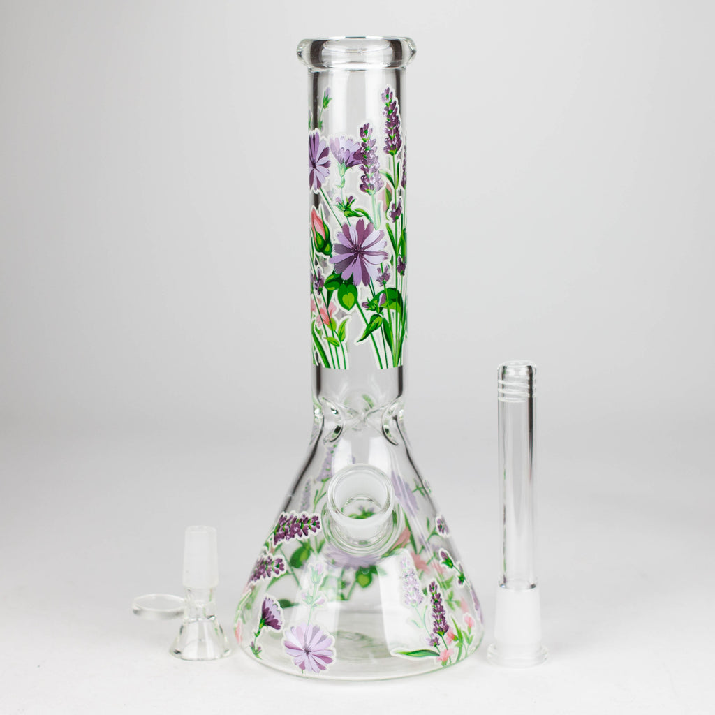 Z10" Glow in the dark Glass Bong With Flower Design
