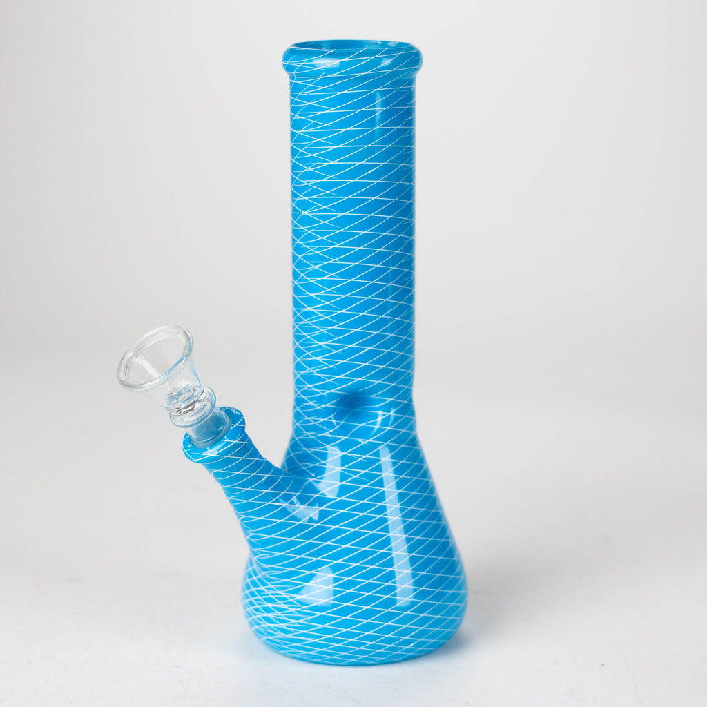 8" web designed assorted color beaker glass bong