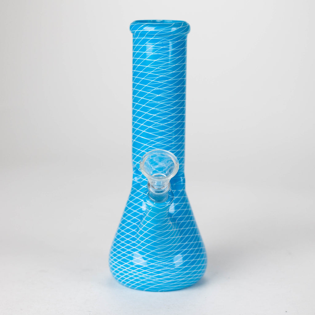 8" web designed assorted color beaker glass bong