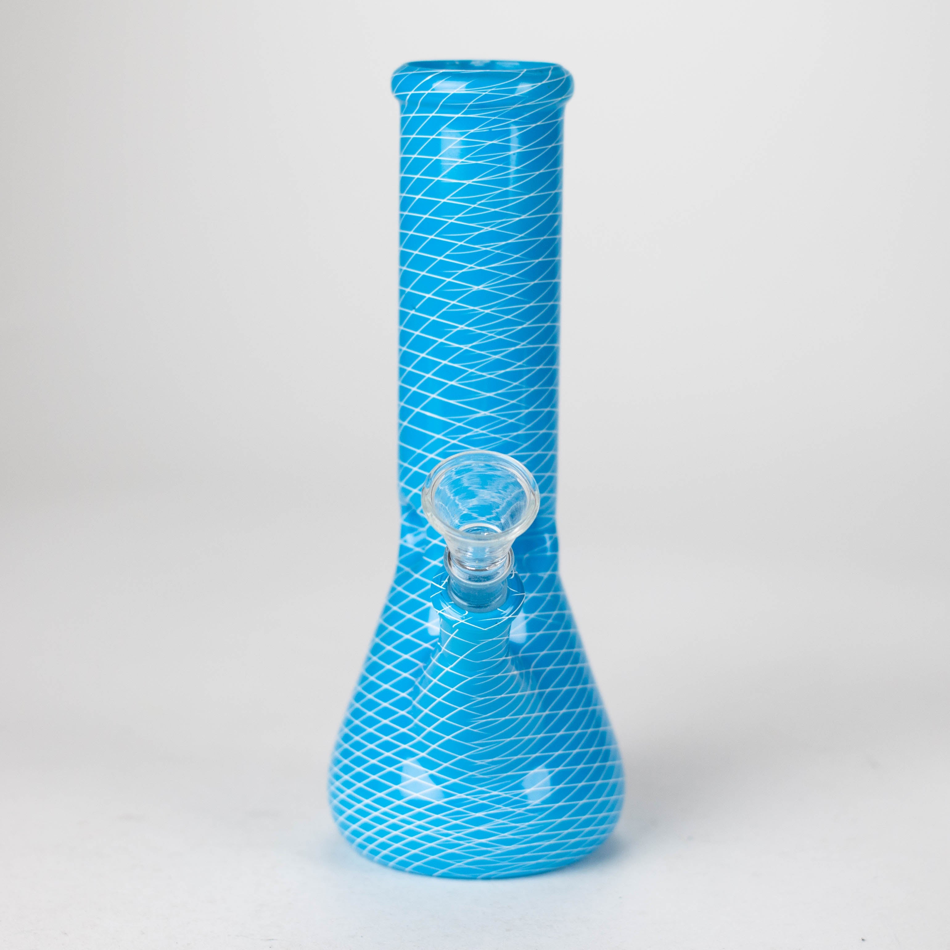 8" web designed assorted color beaker glass bong