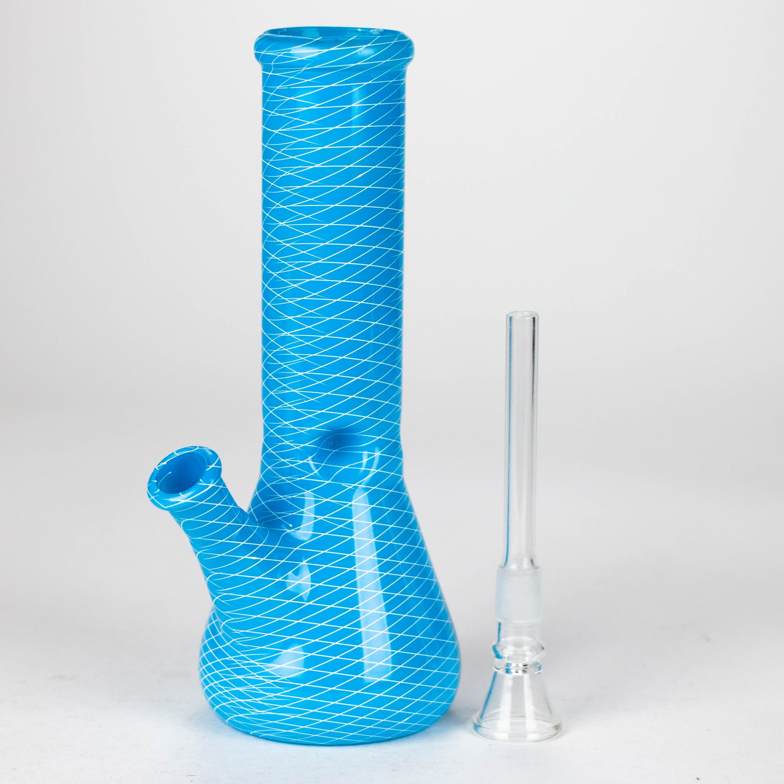 8" web designed assorted color beaker glass bong