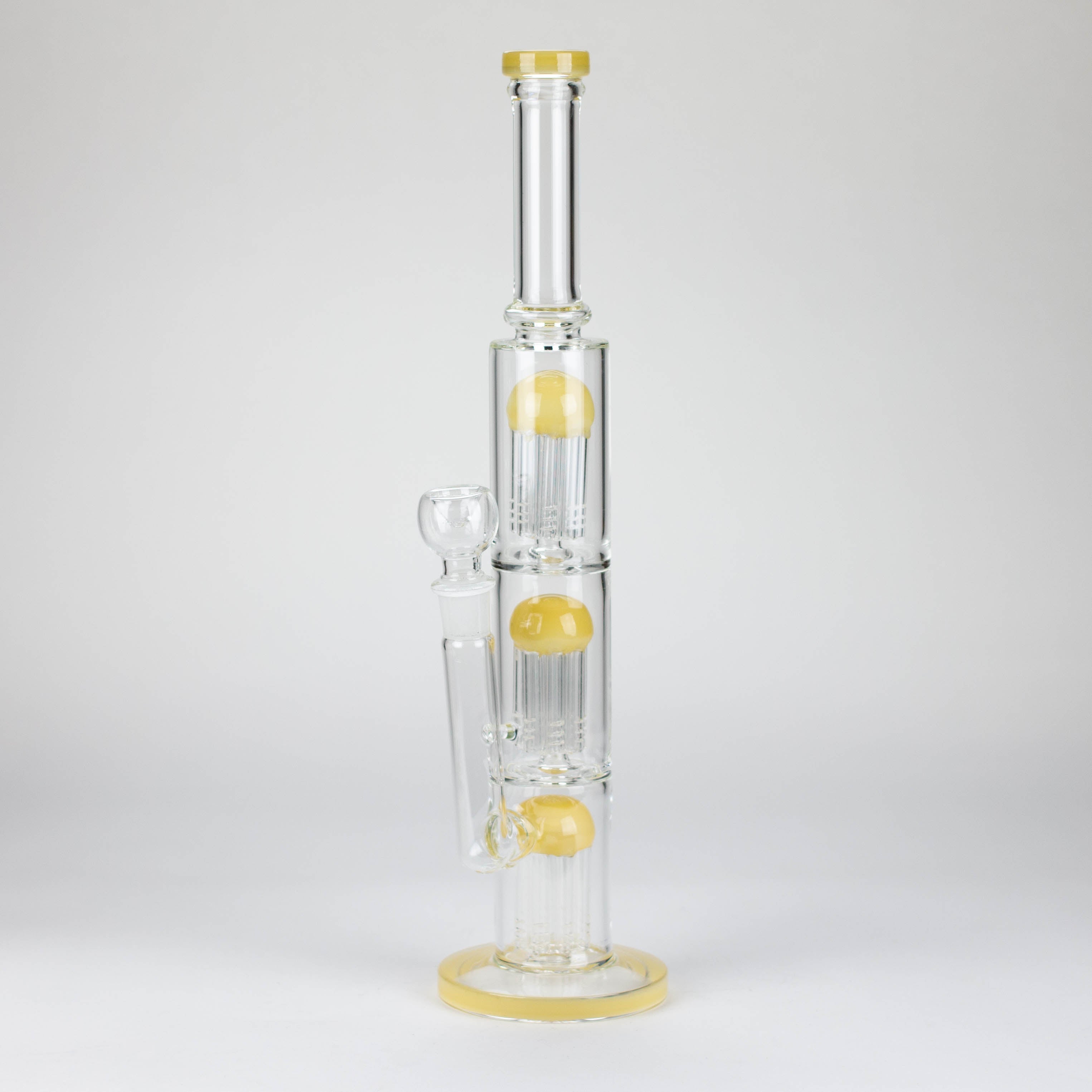 16" straight tube glass water bong with tree-arm percolator and diffuser