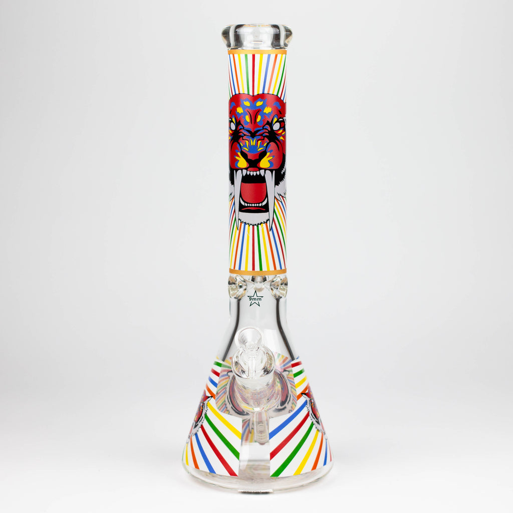 16" Glow in the dark 9mm glass water bong [GBT2301]