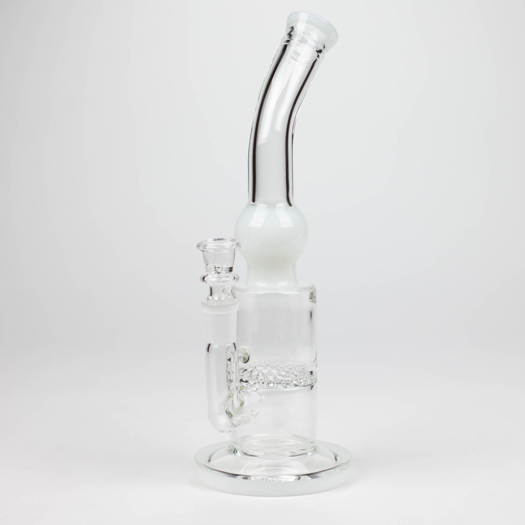 11" Color accented glass bong with honeycomb diffuser-Assorted