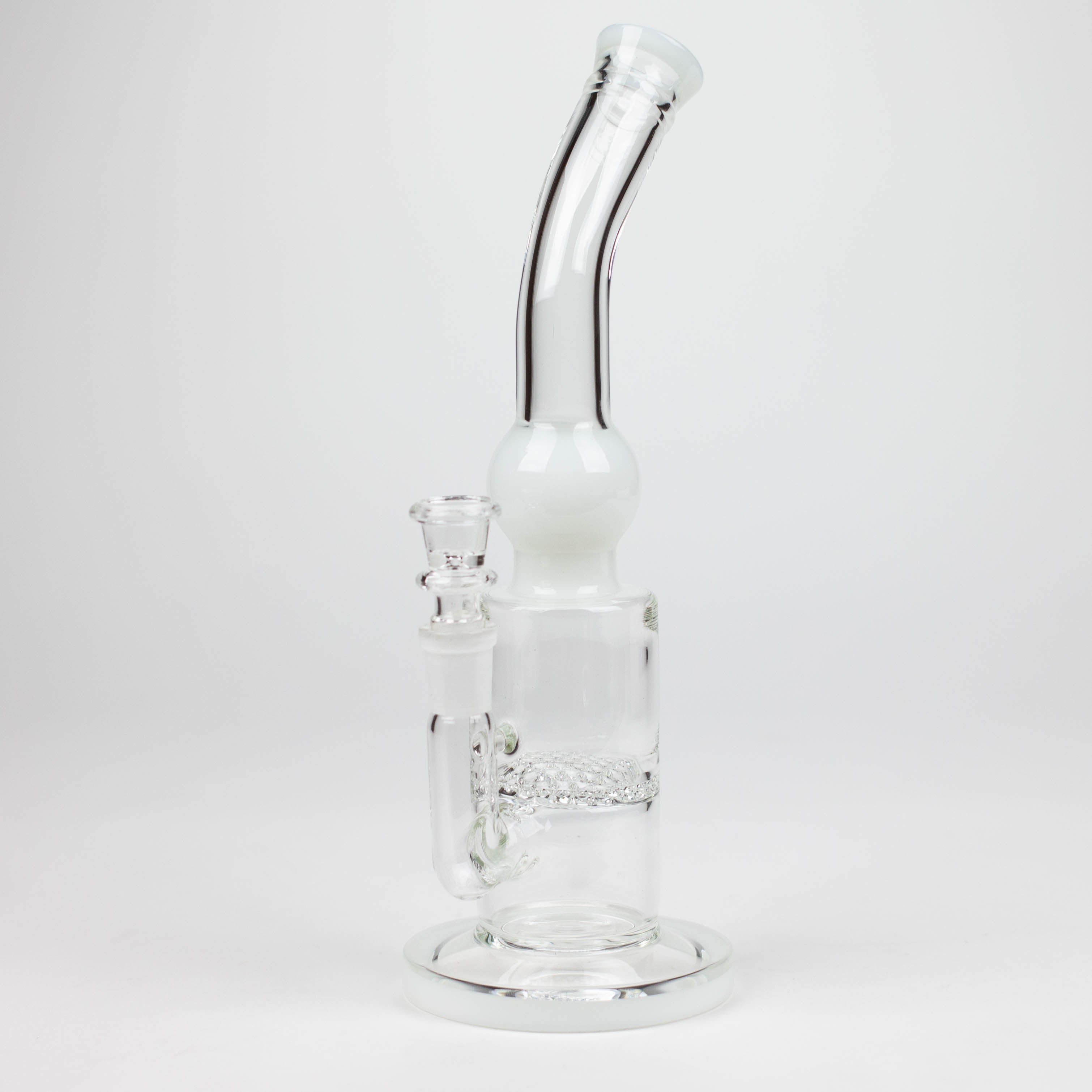 11" Color accented glass bong with honeycomb diffuser-Assorted