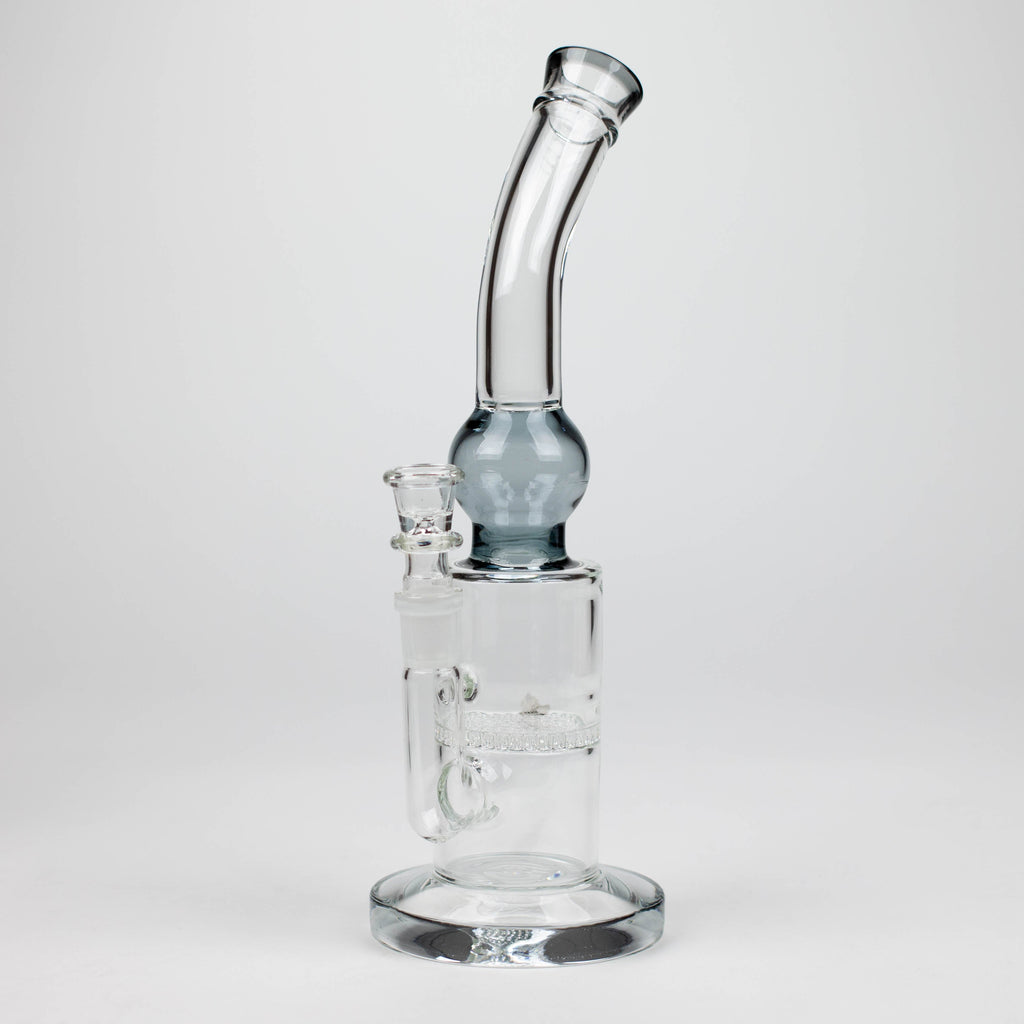 11" Color accented glass bong with honeycomb diffuser-Assorted